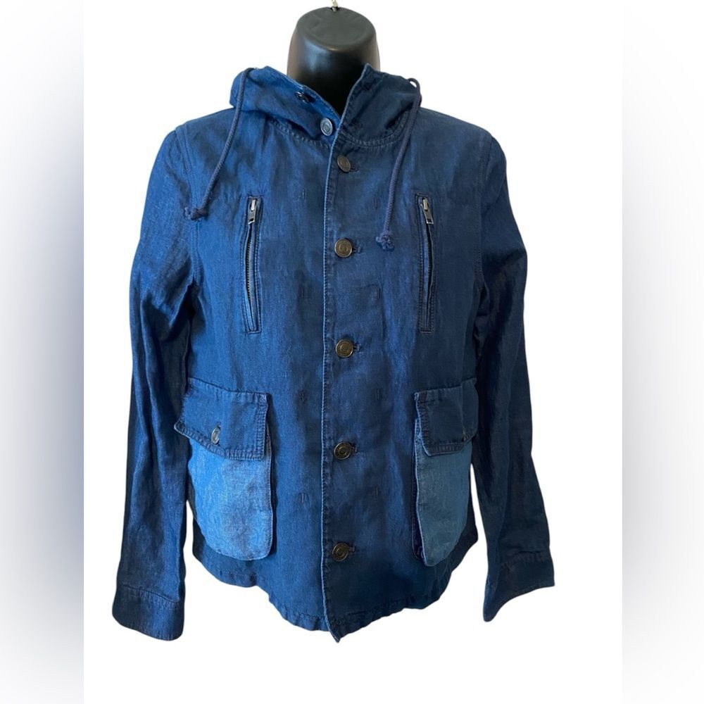 Current / Elliott hooded lightweight denim jacket 2 tone denim Shacket NWOT S